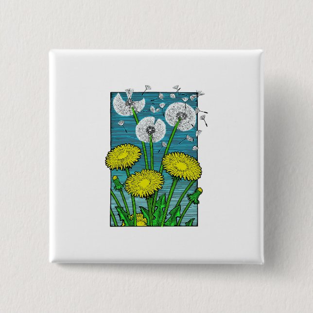 Dandelions 2 Inch Square Button (Front)