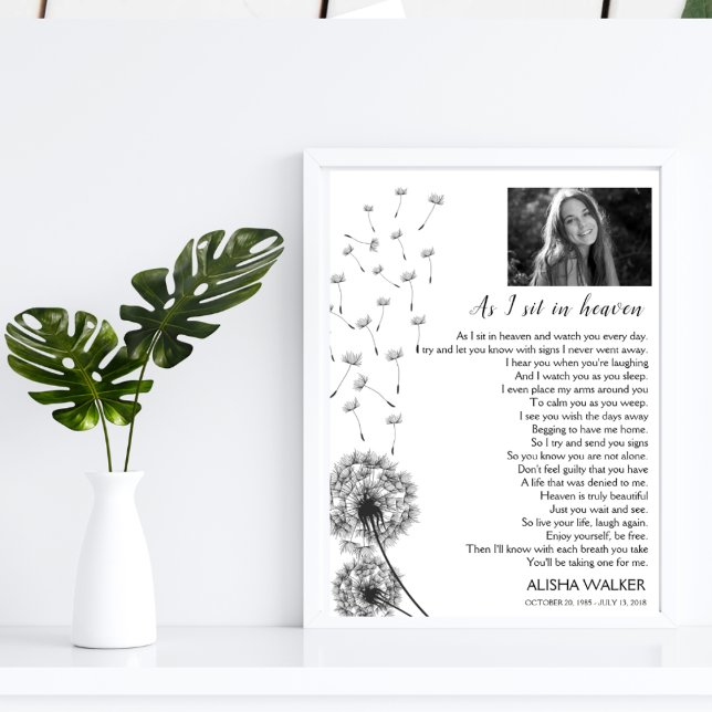 Dandelions A I sit in Heaven Memorial Welcome Sign (Creator Uploaded)