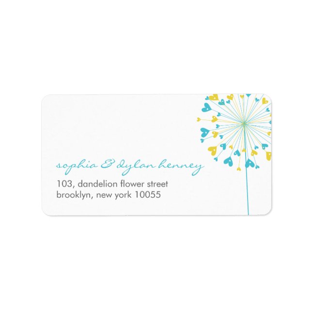 Dandelions Aimer mignon Mariage été Étiquettes de  (Devant)