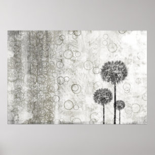 Dandelions and Circles Poster