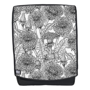 Dandelions, black and white backpack