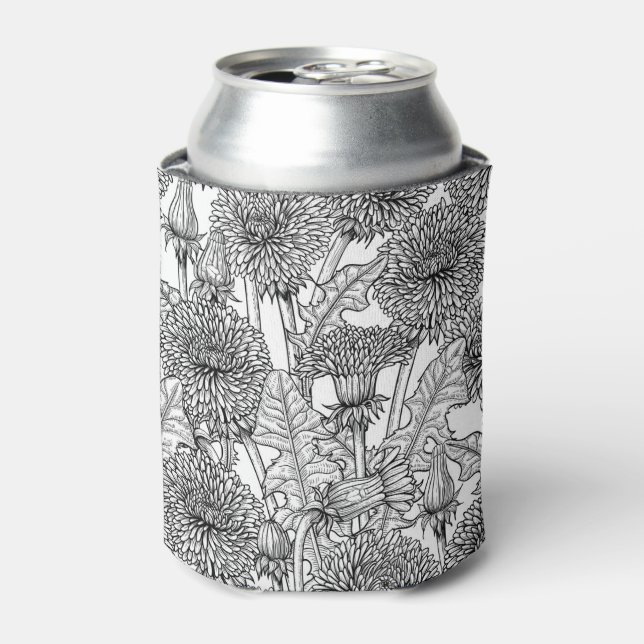 Dandelions, black and white can cooler (Can Front)
