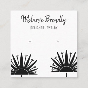 Dandelions Black White Jewellery Earring Display  Square Business Card