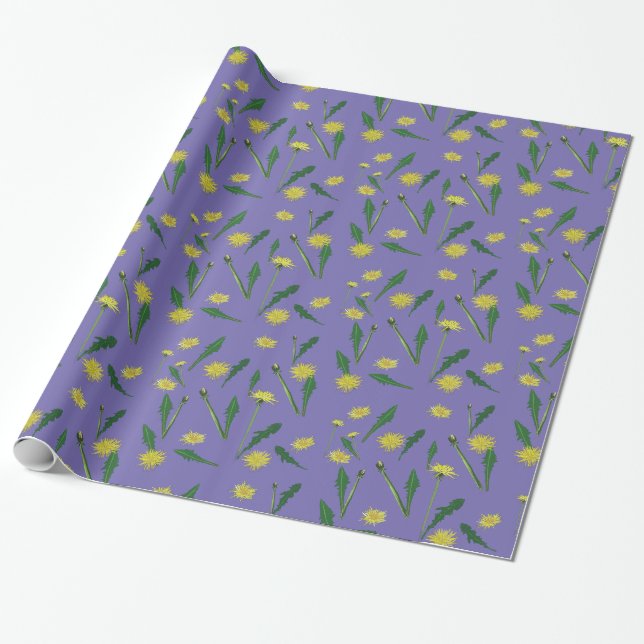 Dandelions, Blossoms Wrapping Paper (Unrolled)