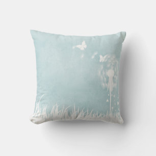 Dandelions, Butterflies & Blue Skies Throw Pillow