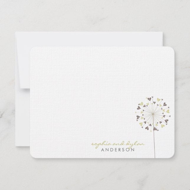 Dandelions Crème Brown Amour Mariage Carte de reme (Devant)