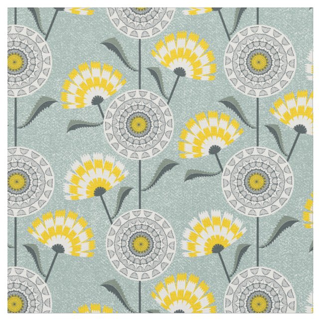 Dandelions field fabric (Close Up)