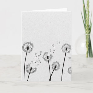 Dandelions Flowers Pappus Spores Grey Card