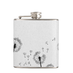 Dandelions Flowers Pappus Spores Grey Hip Flask