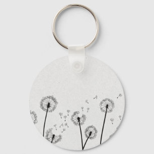 Dandelions Flowers Pappus Spores Grey Keychain