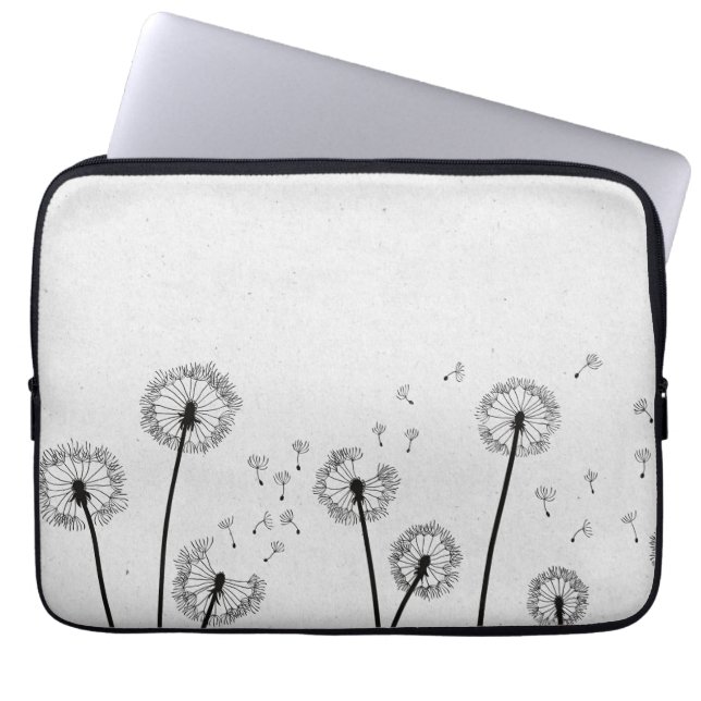 Dandelions Flowers Pappus Spores Grey Laptop Sleeve (Front)
