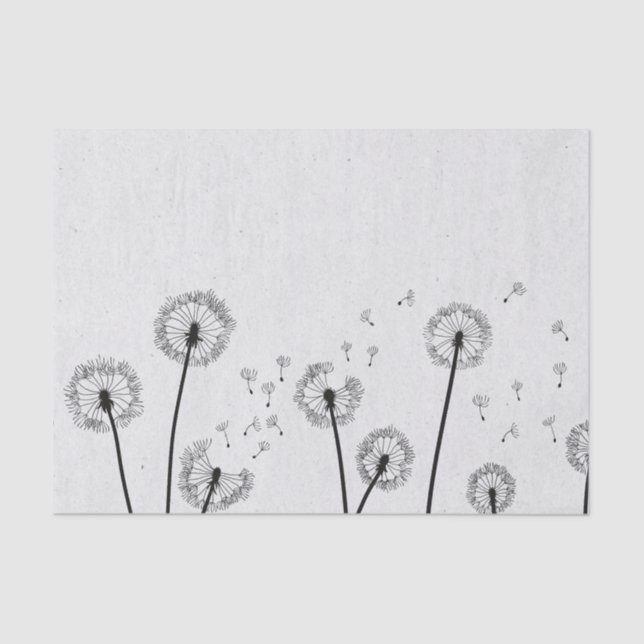 Dandelions Flowers Pappus Spores Grey Tissue Paper (Front)