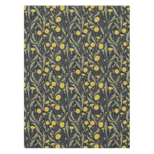 Dandelions, green, yellow and black tablecloth