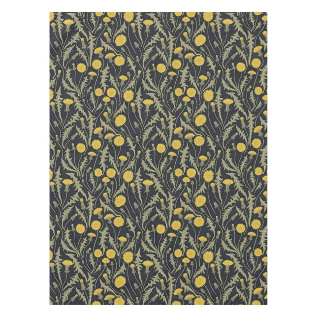 Dandelions, green, yellow and black tablecloth (Front)