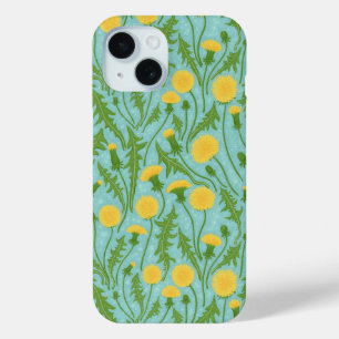 Dandelions, green, yellow and blue iPhone 15 case