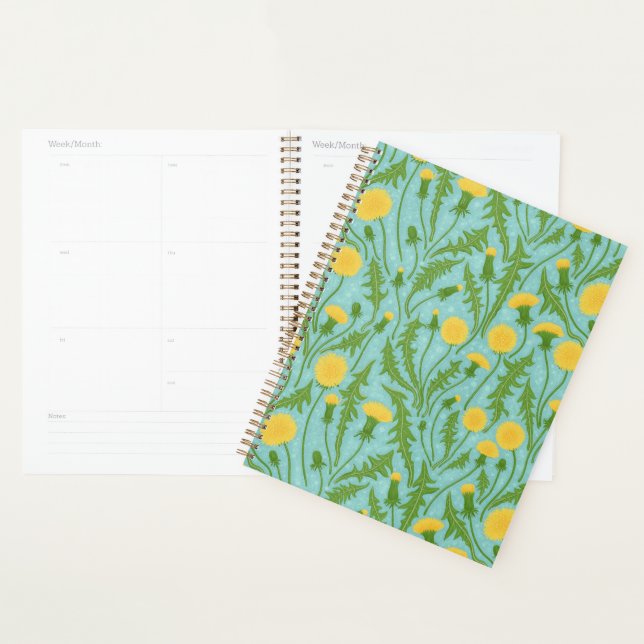Dandelions, green, yellow and blue planner (Display)