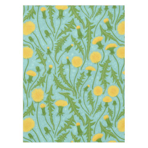 Dandelions, green, yellow and blue tablecloth