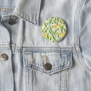 Dandelions, green, yellow and white 2 inch round button