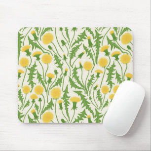 Dandelions, green, yellow and white mouse pad