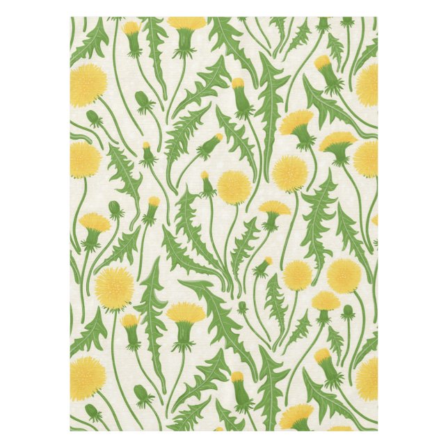 Dandelions, green, yellow and white tablecloth (Front)