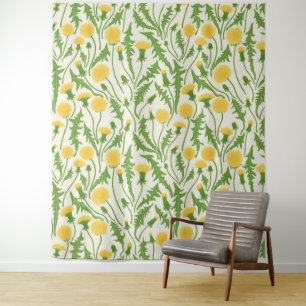 Dandelions, green, yellow and white tapestry