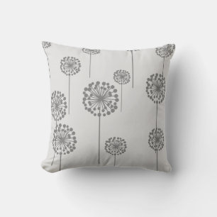 Dandelions Grey Throw Pillow