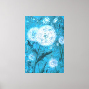 Dandelions in Moon Light Canvas Print - Painting