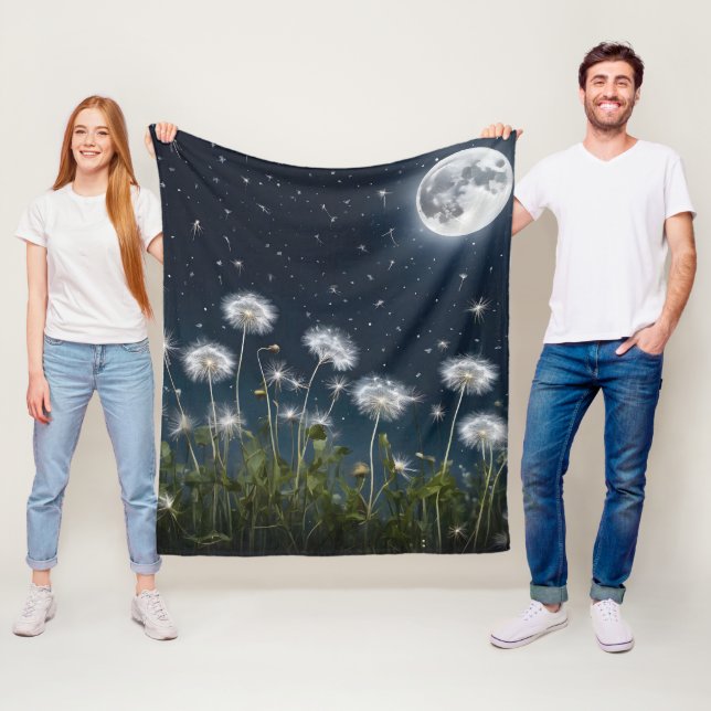Dandelions In Moonlight Fleece Blanket (In Situ)