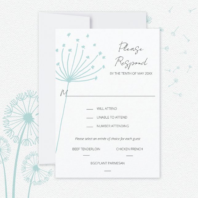 Dandelions Meal Choice Wedding Response Card (Creator Uploaded)