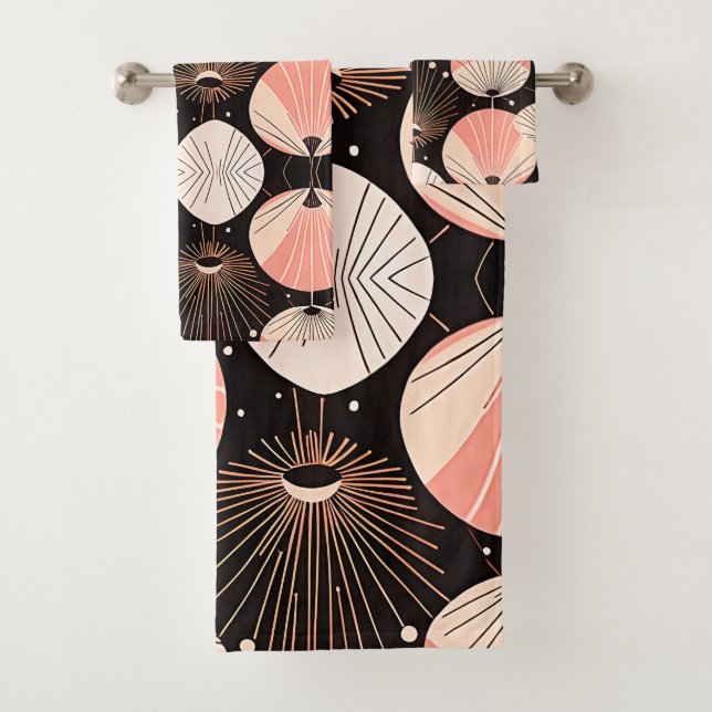 Dandelions -Mid-century- Retro Modern Design Bath Towel Set (Insitu)