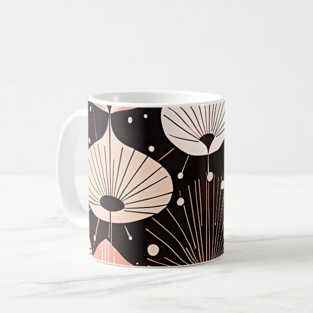 Dandelions -Mid-century- Retro Modern Design Coffee Mug (Front Left)