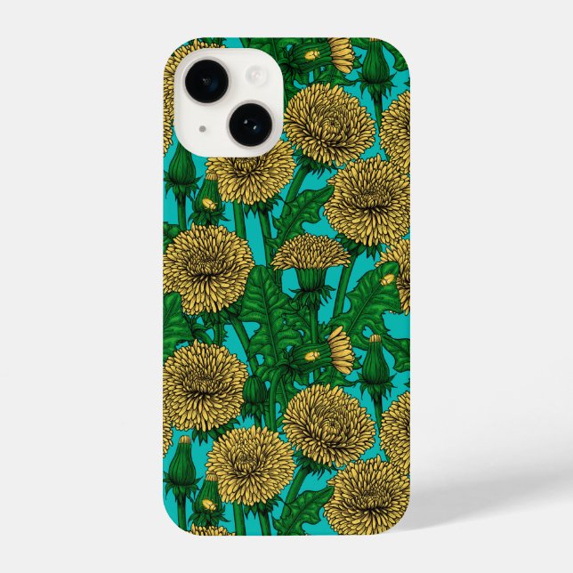 Dandelions on turquoise iPhone case (Back)