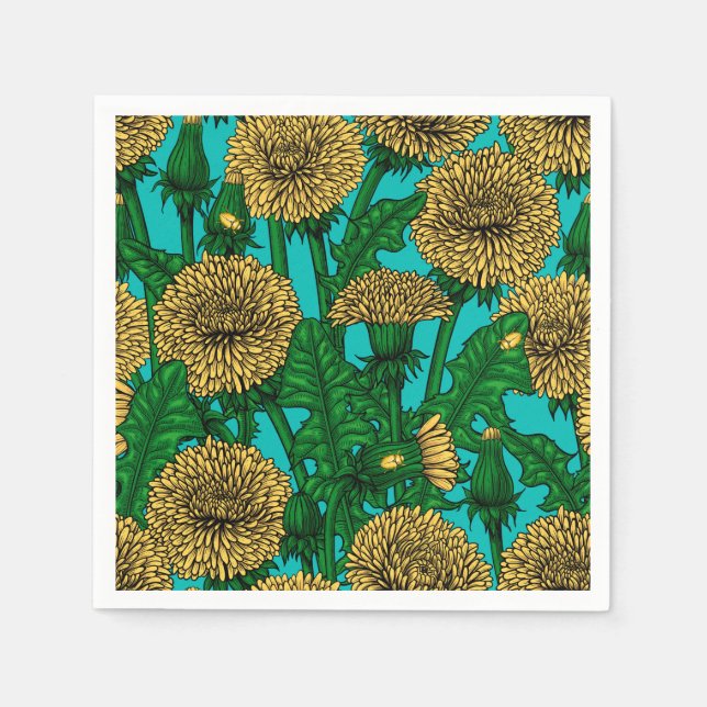 Dandelions on turquoise napkin (Front)