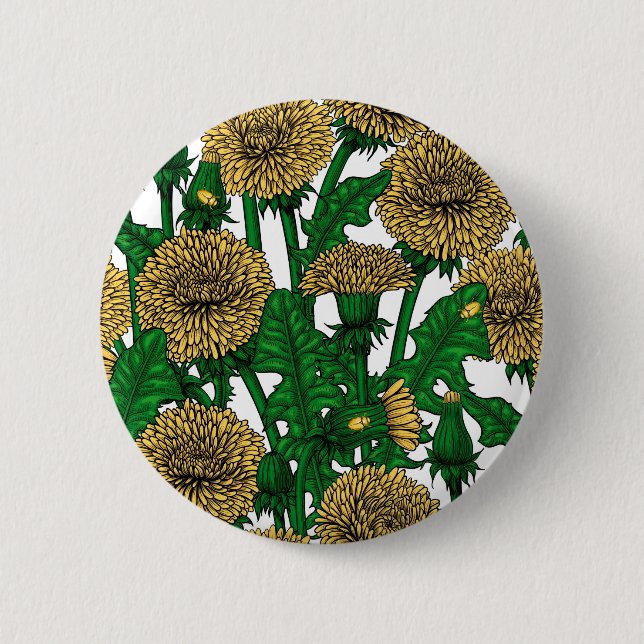 Dandelions on white 2 inch round button (Front)
