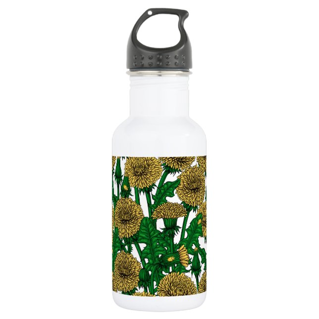 Dandelions on white 532 ml water bottle (Front)