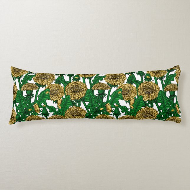 Dandelions on white body pillow (Front)
