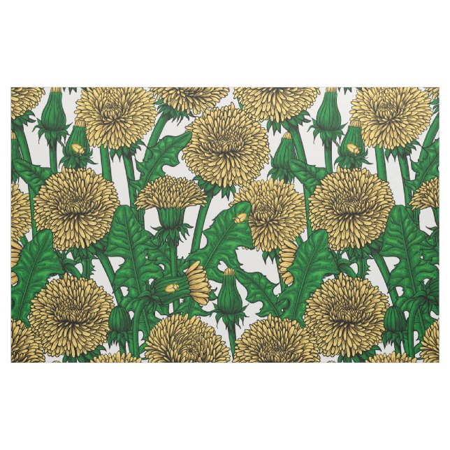 Dandelions on white fabric (Fat Quarter)