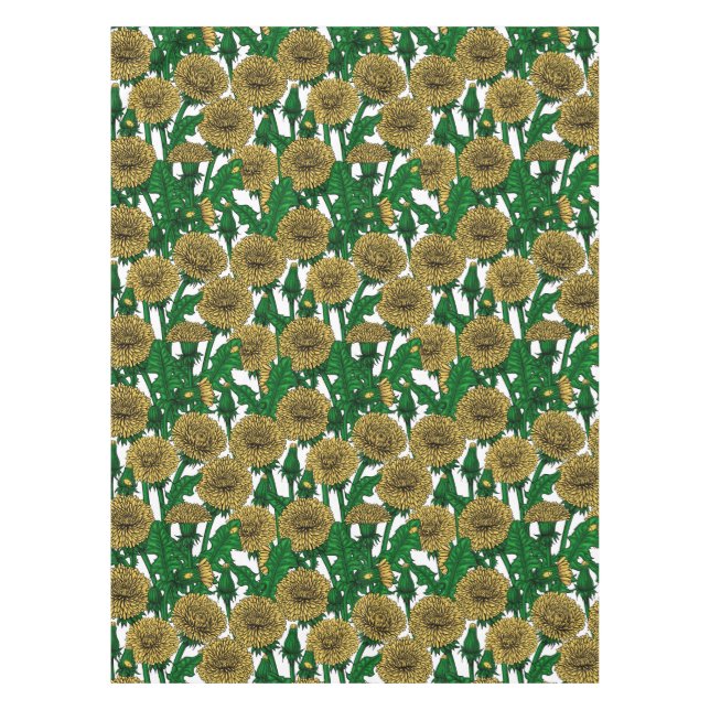 Dandelions on white tablecloth (Front)