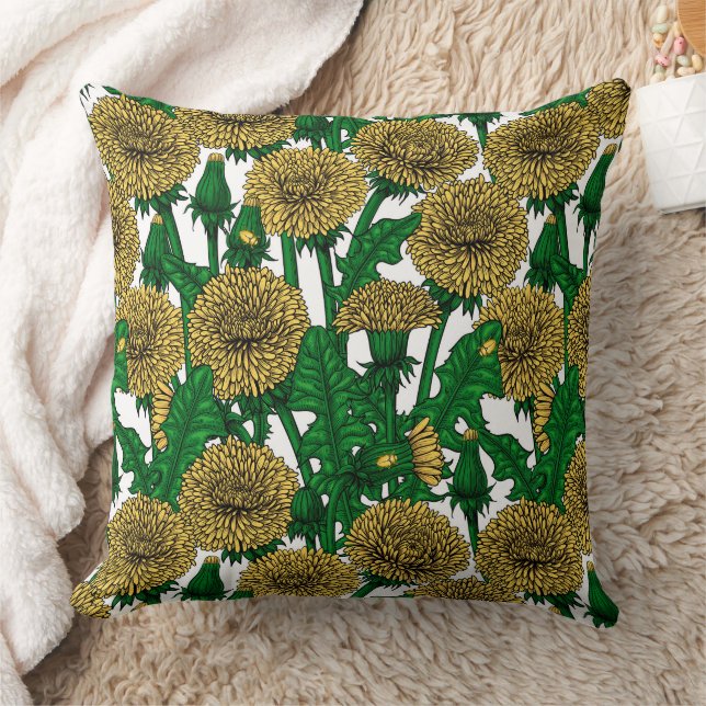 Dandelions on white throw pillow (Blanket)