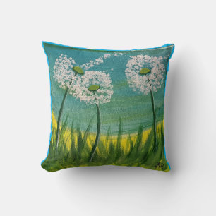 Dandelions - Original Painting and poem Throw Pillow