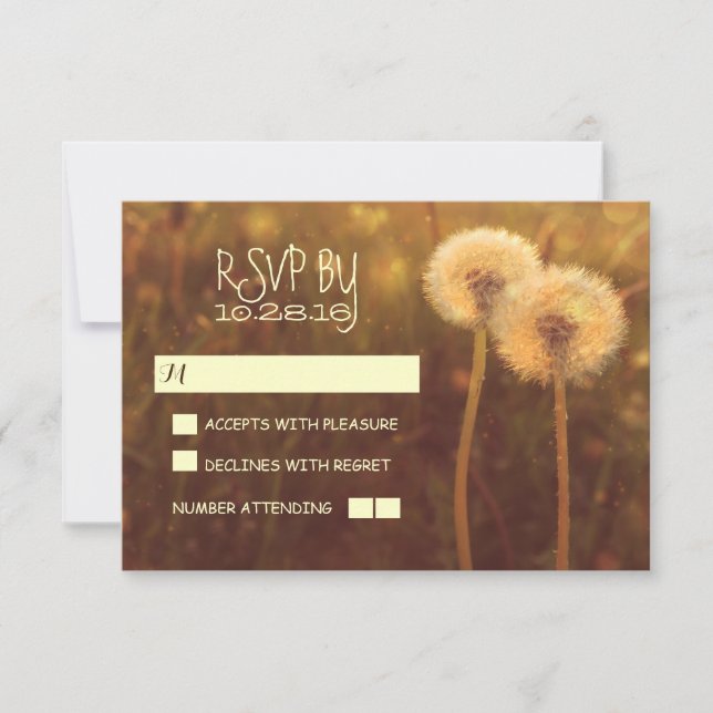 dandelions romantiques mariage rustique cartes RSV (Devant)