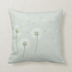 Dandelions Sage Throw Pillow