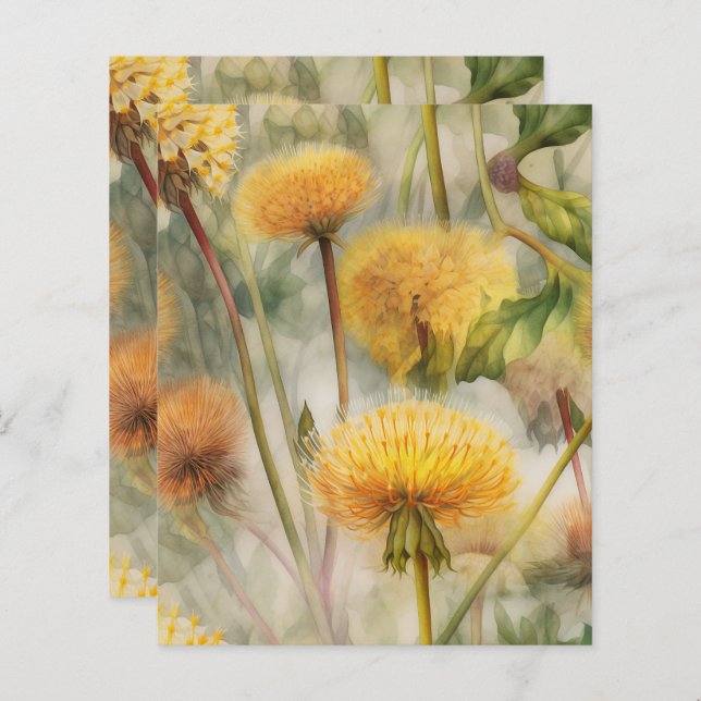 Dandelions Scrapbook Paper  (Front/Back)