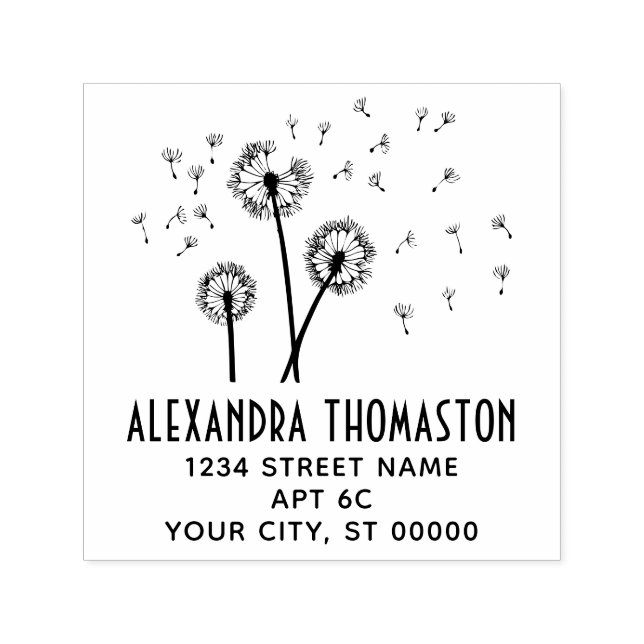 Dandelions Seeds in the Wind Name Address Self-inking Stamp (Design)