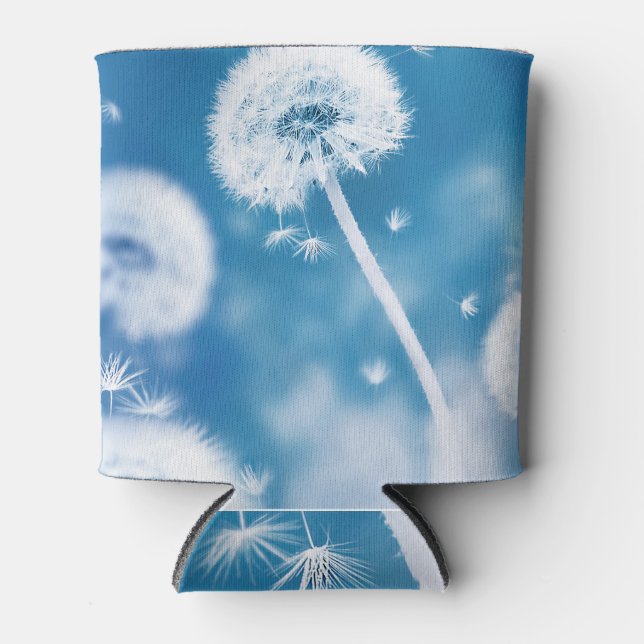 Dandelions Seeds: Summer Floral Banner Can Cooler (Front)
