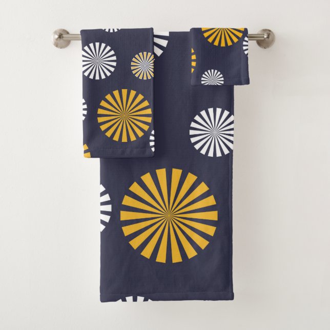 Dandelions stylisés, bleu marine, jaune, blanc (En situation)