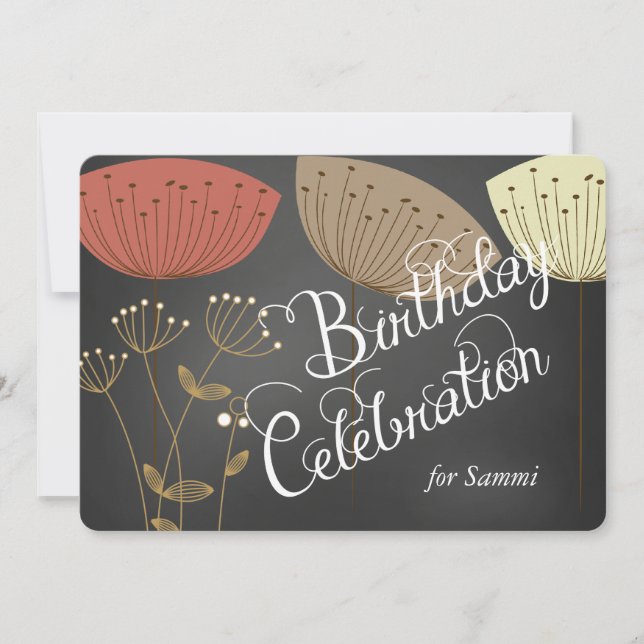 Dandelions sur le tableau noir Invitation d'annive (Devant)