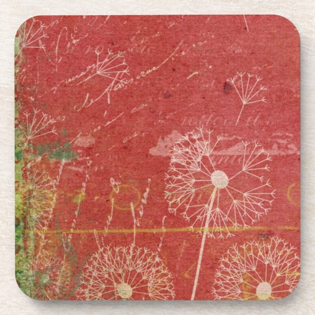 Dandelions Take Wind Against Pink Sky Abstract Coaster (Front)