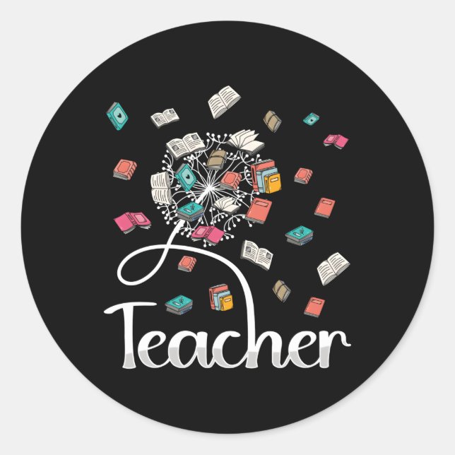 Dandelions Teachers Books School Teacher Dandelion Classic Round Sticker (Front)
