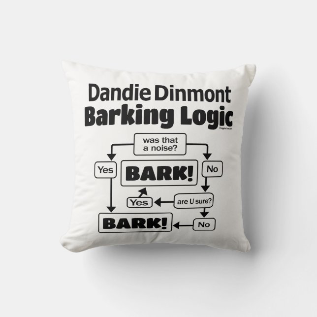 Dandie Dinmont Barking Logic Throw Pillow (Front)